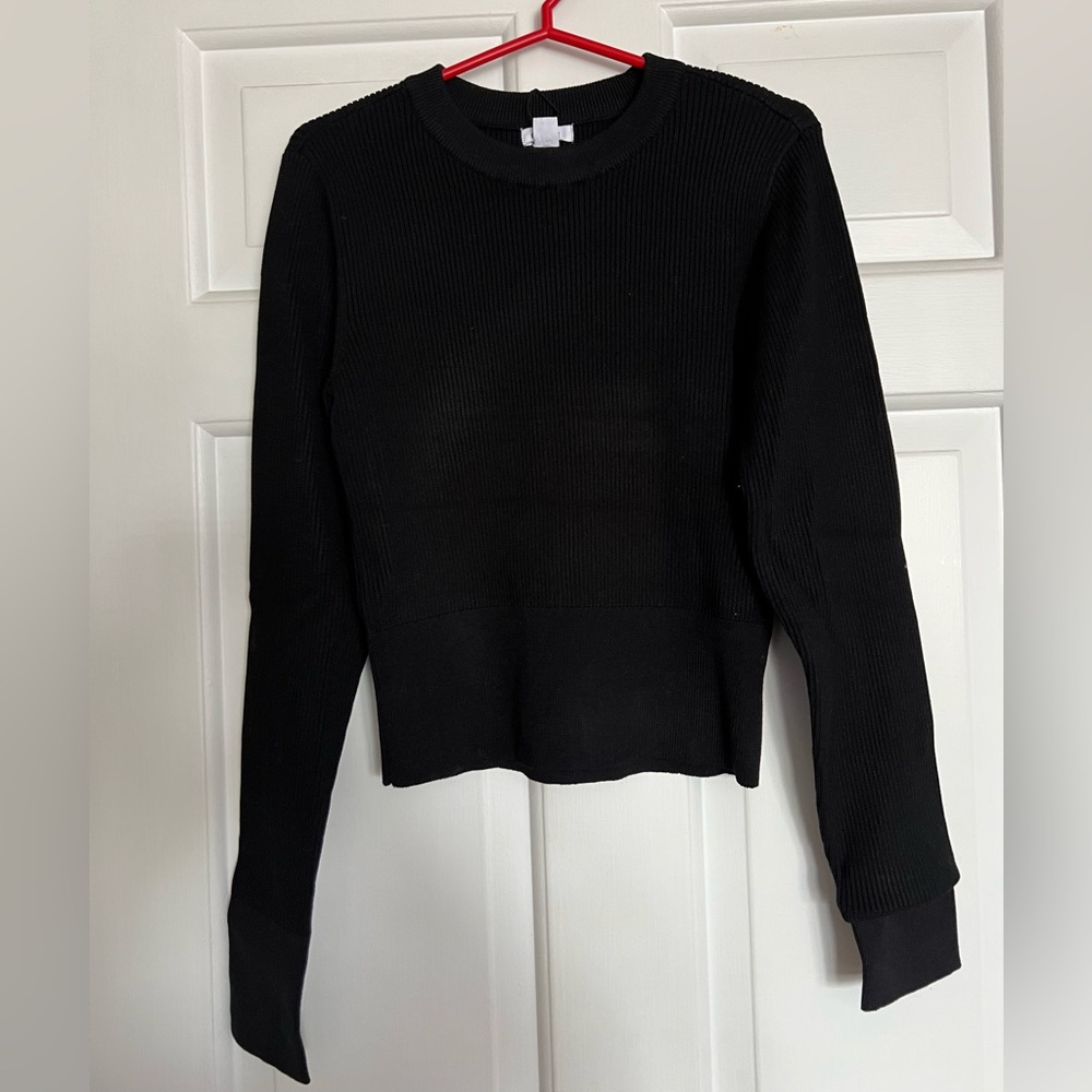 Black Ribbed Long Sleeve Sweater